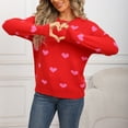 thumbnail image 6 of HOMBOM Sweaters for Women Crew Neck Fall Hot Pink Soft Pullover Heart Knit Womens Tops Long Sleeve, 6 of 9