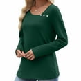 thumbnail image 5 of Tops for Women V-Neck Long Sleeve Solid T-shirt Casual Button Tops,Womens Sweatshirts Army Green, 5 of 6