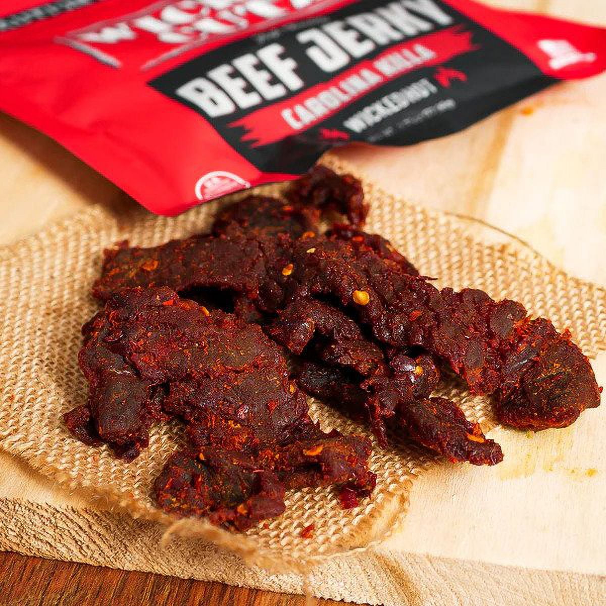 Wicked Cutz Premium Tender Spicy Jerky, Quality Natural Smoked Variety, Beef, Chicken, Bacon, 4-Pack