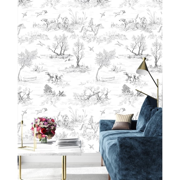 MuralsPrint Toile de Jouy Peel and Stick Wallpaper  Roll Size 10'L x 24''W