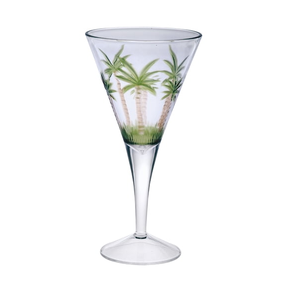 LeadingWare Palm Tree V Shaped Acrylic Wine Glasses Set of 4 (14oz) - 4.38" W x 4.38" L x 8.5" H