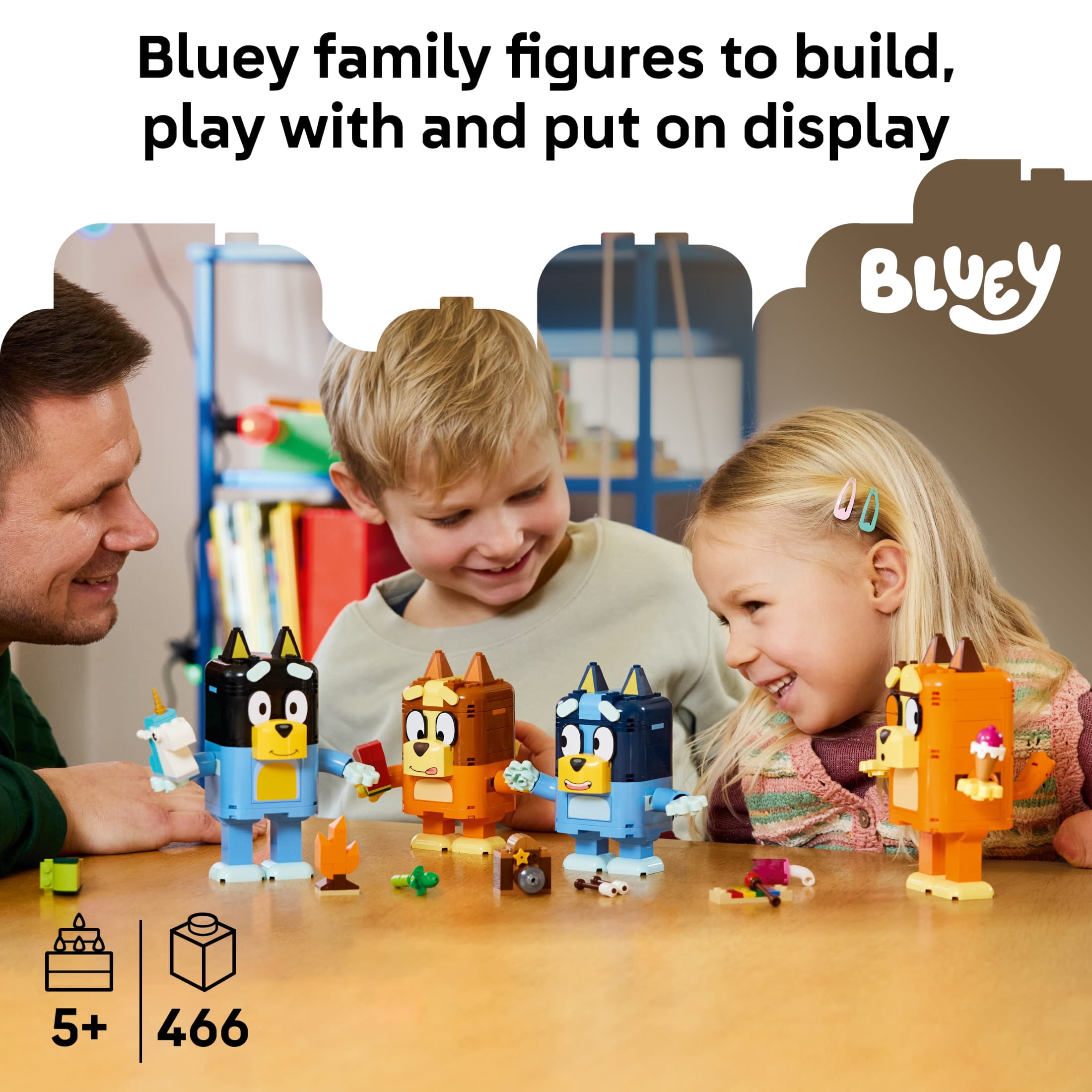 LEGO Bluey Brick-Built Bluey Family - Building Toy for Girls & Boys, Ages 5+ - Figures for Play or Display - Kids Bedroom or Desk Decor - Gift for Birthdays - 11217