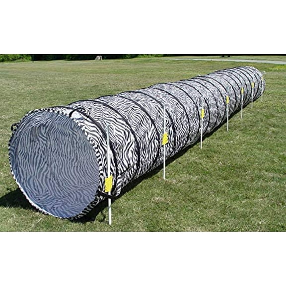 18' Dog Agility Tunnel with Stakes, Multiple Colors Available (Zebra)