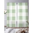 thumbnail image 2 of Sage Green Plaid Sheer Curtains 96 Inch Length 2 Panels Set, Spring Farmhouse Buffalo Checkered Voile Window Treatment Semi Sheer Long Curtains Drapes for Bedroom/Living Room/Kitchen 52"x96"x2, 2 of 7