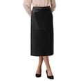 thumbnail image 1 of Falda de cuero sintético para mujer INSPIRE CHIC, cintura alta, casual de negocios, longitud hasta la rodilla, S, negro, 1 of 5