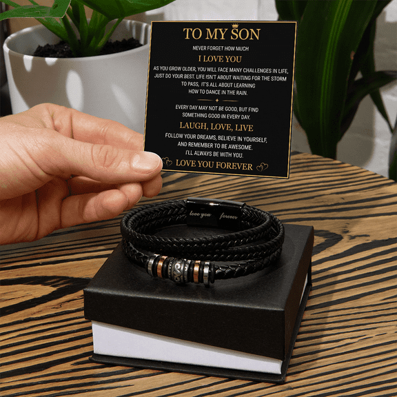 To My Son - Love You Forever Bracelet, Jewelry for Men with Heartfelt Message Card for Birthday, Graduation, or Christmas, Sentimental Gift from Mom or Dad