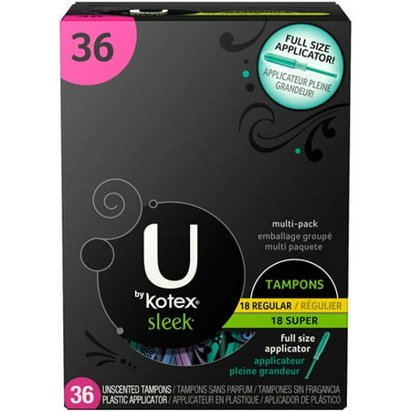 U by Kotex Sleek, Regular & Super Tampons, 36 Count
