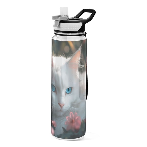 BZSMCE Sport Bottle White Cat Outdoor sports Water Bottle Size: 10.4x3in