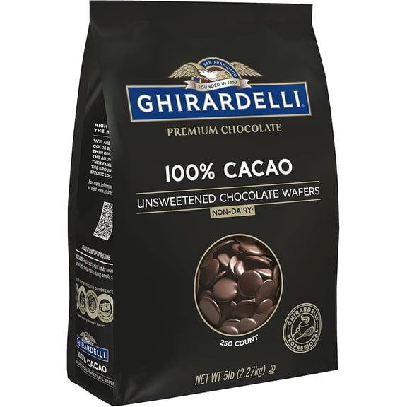 Ghirardelli Chocolate Company 100% Unsweetened Chocolate Wafers, 5lb. Bag (Pack of 1)
