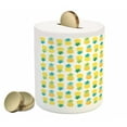 thumbnail image 2 of Green and Yellow Piggy Bank, Fresh Hawaii Foliage with Blooming Leaves on Fruits, Ceramic Coin Bank Money Box for Cash Saving, 3.6" X 3.2", Apple Green Sea Green, by Ambesonne, 2 of 4
