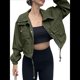 thumbnail image 3 of Chaqueta Corta para Mujer, Anorak Utilitario Extragrande con Cremallera y Bolsillos Verde M, 3 of 8