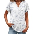 thumbnail image 2 of BOMYJESK Women's Tops Short Sleeve V Neck Tee Shirts Business Casual Floral Print Basic Blouses 2026 Spring Trendy Beach Vacation Loose Fit Clothes White XL, 2 of 7