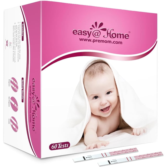 Easy@Home Bandes de Test de Grossesse (HCG), 60 Unités, Test d'Urine, Résultats en 5 Minutes