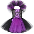 thumbnail image 3 of Disfraz de bruja malvada para Halloween para niños, fiesta de carnaval, disfraces de niñas, vestido de tutú de bruja malvada con sombrero y escoba mágica, 3 of 5