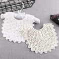 thumbnail image 4 of LNGOOR 2 Pcs Baby Bibs Lace Fake Collar Baby Bandana Bib for Drooling and Teething with Snap, 100% Organic Cotton Bib Burp Cloths for Baby Girl, Baby Shower Gift Set (White+Beige), 4 of 6
