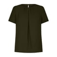 thumbnail image 5 of Tops for Women Crewneck Solid Color Pleated Puff Sleeve T-shirt Ladies Beach Blouse Tunic Tops Women's Summer Clothes, 5 of 6