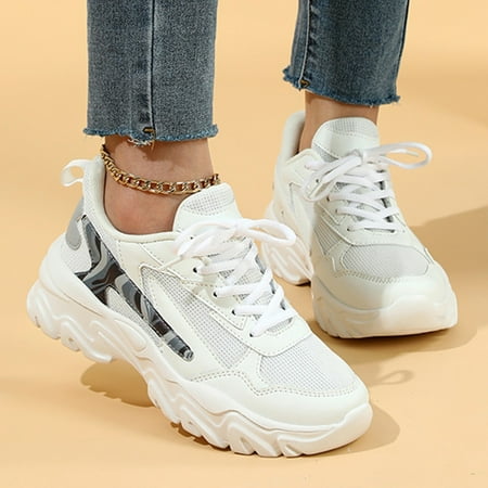 

Vedolay Platform Sneakers Women Shoes For Women Walking Wide Fashion Flat Casual Shoes White 8