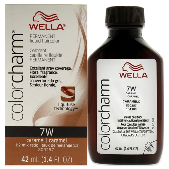 Tinte líquido permanente para cabello Color Charm, 7 W, caramelo, de Wella, para unisex, 1,42 oz Wella Color de pelo 1.4 oz