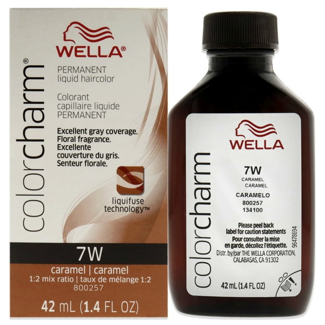 Tinte líquido permanente para cabello Color Charm, 7 W, caramelo, de Wella, para unisex, 1,42 oz Wella Color de pelo 1.4 oz