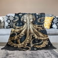 thumbnail image 2 of PIKWEEK Plush blanket midnight blue gold octopus ultra soft bed sheet ultra-fine fiber blanket ocean themed octopus sofa blanket as a gift for parents and couples on Valentine's Day White, 2 of 6