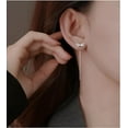 thumbnail image 4 of Solid 925 Sterling Silver CZ Bow Dangle Chain Earrings for Women Teens Tiny Bow Dangle Earrings Threader Tassel, 4 of 11