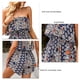 thumbnail image 5 of Monos cortos sin tirantes de verano para mujer, mono informal con hombros descubiertos para vacaciones, L, azul marino, 5 of 6