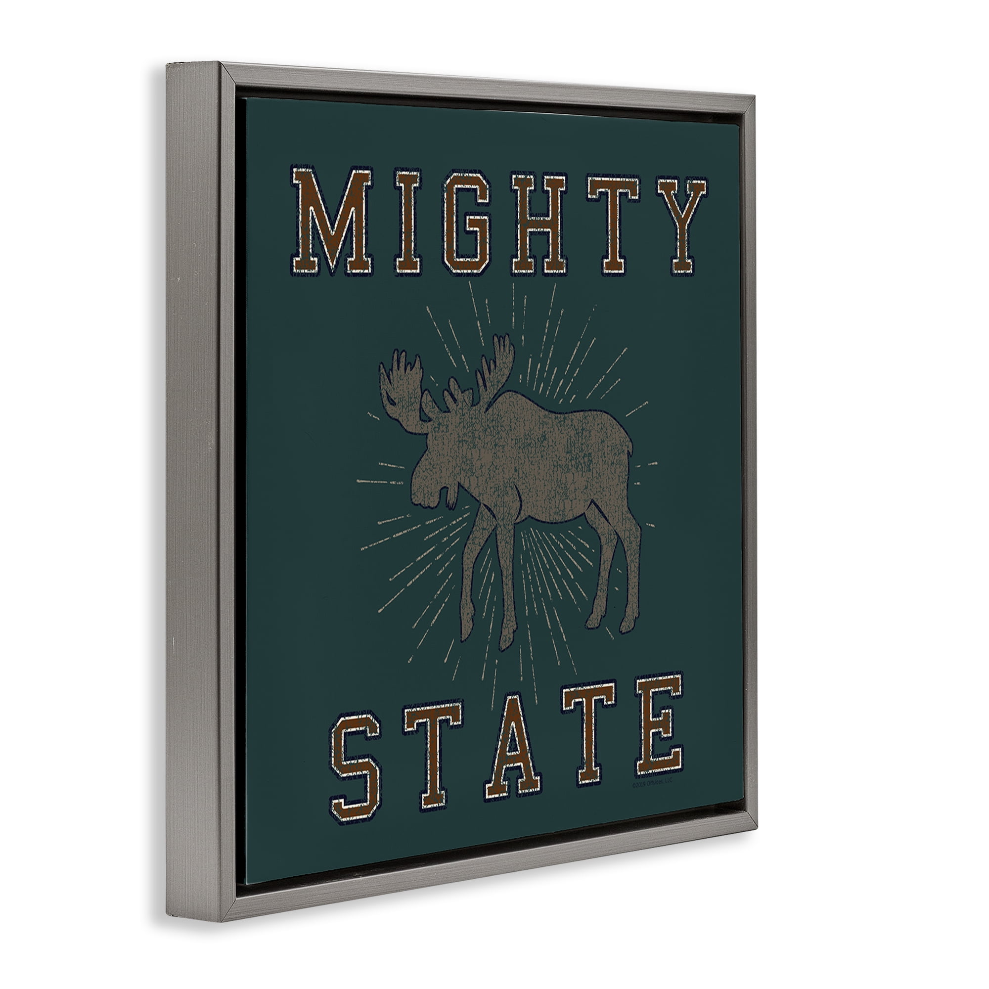 Stupell Industries Mighty Moose State Animals Painting Gray Floater Framed Canvas Art Print Wall Art, 18 x 18