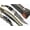 Steel-FN-38, variant on FN-38 Custom Handmade Damascus Steel Folding Knife - Bull Horn & Three Muzike Pin Handle with Damascus Steel Bolster