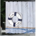 thumbnail image 4 of Ambesonne Marine Shower Curtain, Holiday Seaman Ocean, 69"Wx84"L, Taupe Cream Navy Blue, 4 of 5