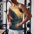 thumbnail image 6 of Bixox Sunset Ocean Whale Pattern Men's Gym Tank Tops Workout Sleeveless T-Shirts Athletic Muscle Tank Training Bodybuilding Shirts,S-4XL, 6 of 7