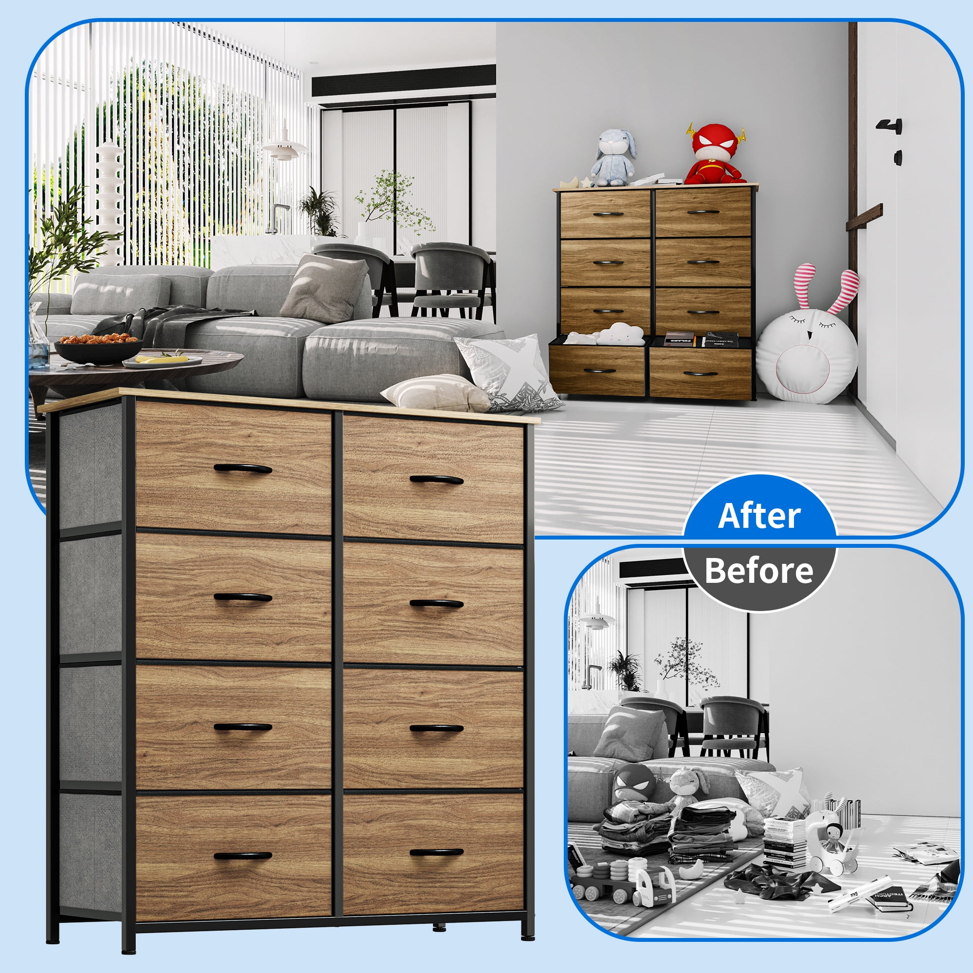 Uforic 8-Drawer Fabric Dresser for Adults, Chest of Drawers Storage Organizer for