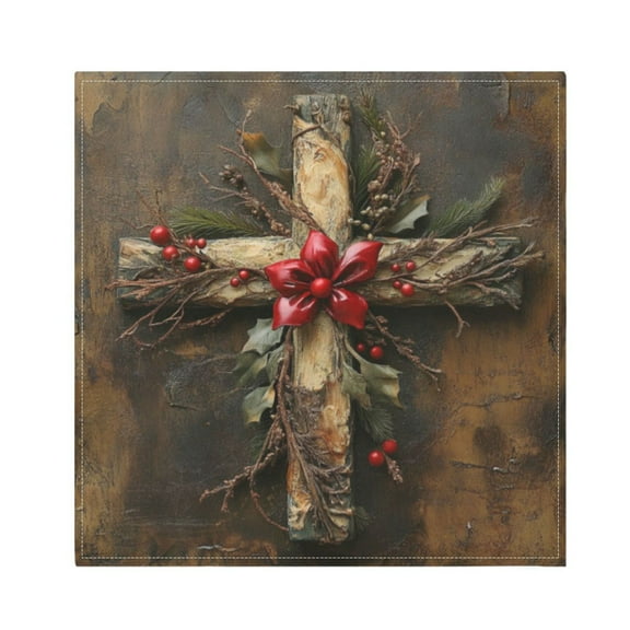 Napkin Satin Napkin 20*20Inchx1 Kitchen Towel Dinner Plate Towel Decorative Towel Napkin Tea Towel Suitable For Kitchen Table Cute Cross Pattern