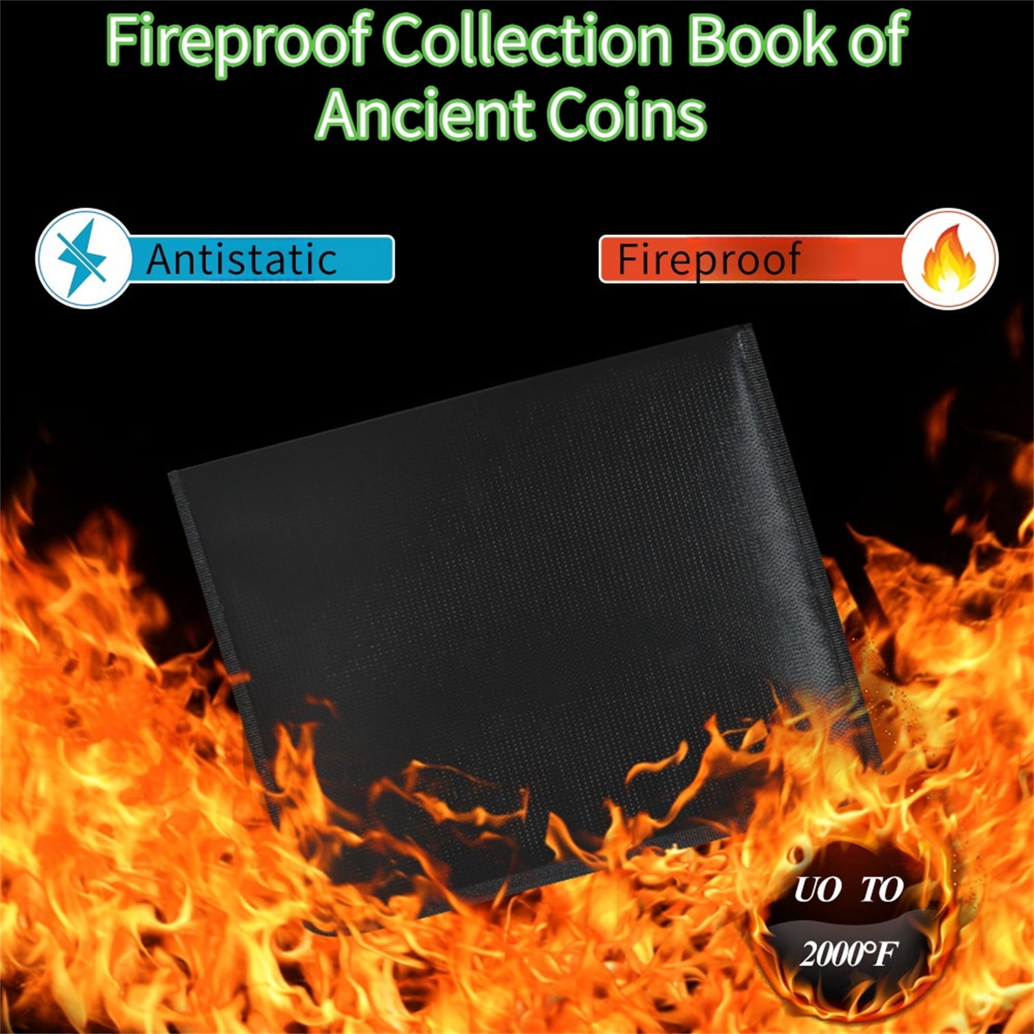 Coin Collection Book Holder,Fireproof Coin Album for Collectors, Waterproof Coin Holders with 360 Pockets Coins Collecting & 36 Sleeves Paper Money Storage Case for Currency,Bill Pennies,Stamp