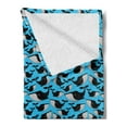 thumbnail image 2 of Animal Soft Flannel Fleece Throw Blanket, Cartoon Illustration of Whales Underwater Creature Continuous, Cozy Plush for Indoor and Outdoor Use, 60" x 80", Sky Blue Charcoal Grey, by Ambesonne, 2 of 5