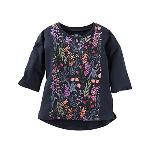 OshKosh B'gosh Baby Girls' Puff Print Shirt- Navy Floral - 18 Months