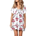thumbnail image 1 of Vestido de playa para mujer, Mini vestidos de manga corta con estampado de colores hawaianos y volantes, vestido veraniego holgado y fluido Fridja qw5265, 1 of 4