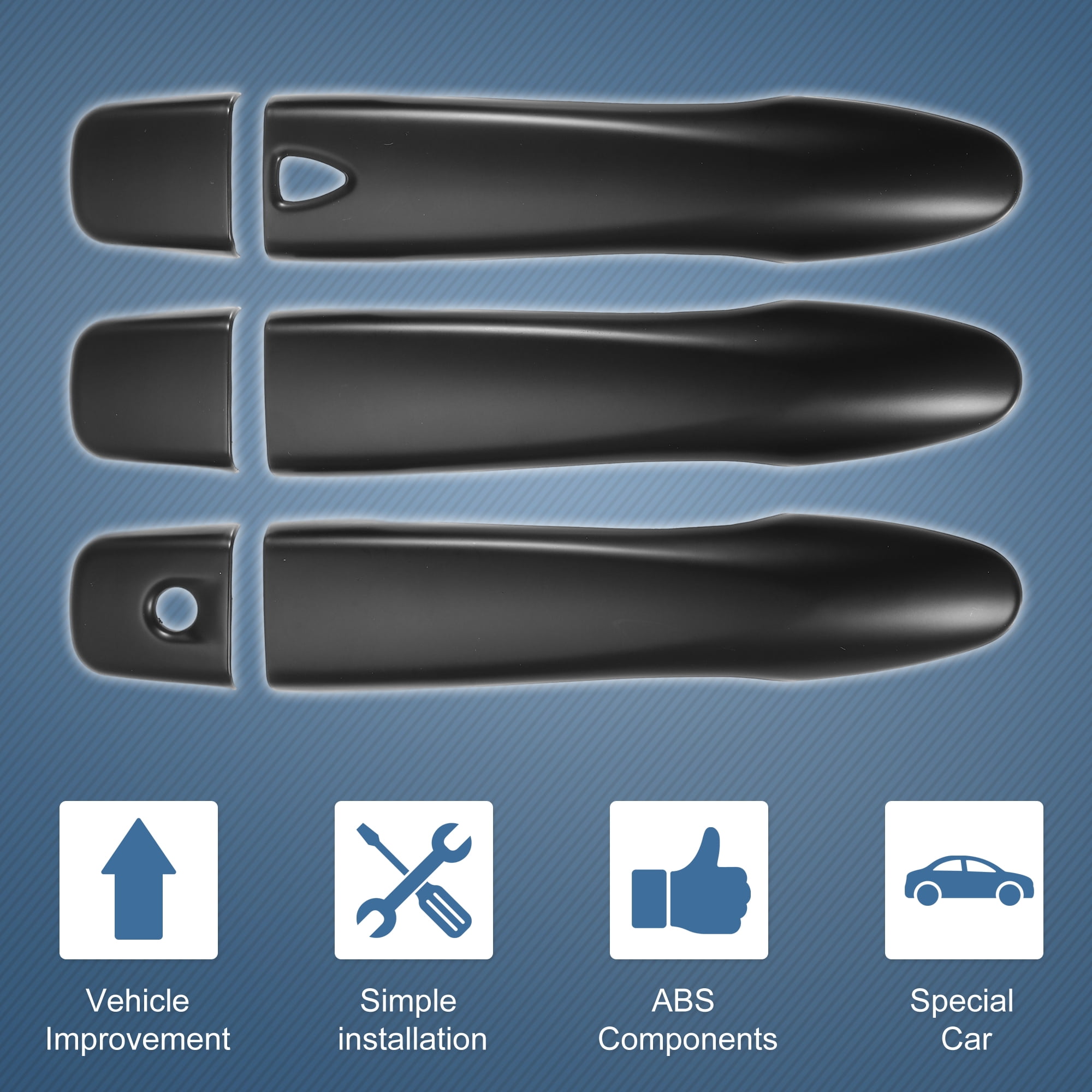Unique Bargains Automotive Door Handle Cover Trim for Nissan Rogue 2014-2019 Matte Black