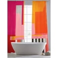 thumbnail image 4 of Pink Orange Sheer Curtains 84 Inch Length 2 Panels Set, Geometric Modern Abstract Oil Painting Voile Window Treatment Rod Pocket Curtains Sheers Drapes for Bedroom/Living Room/Kitchen 52"x84"x2, 4 of 7