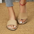 thumbnail image 5 of Mepaouo Women's Flat Sandals Open Toe Slip on Leather Slide Comfortable Fashion Beach Slippers Shoes, 5 of 8