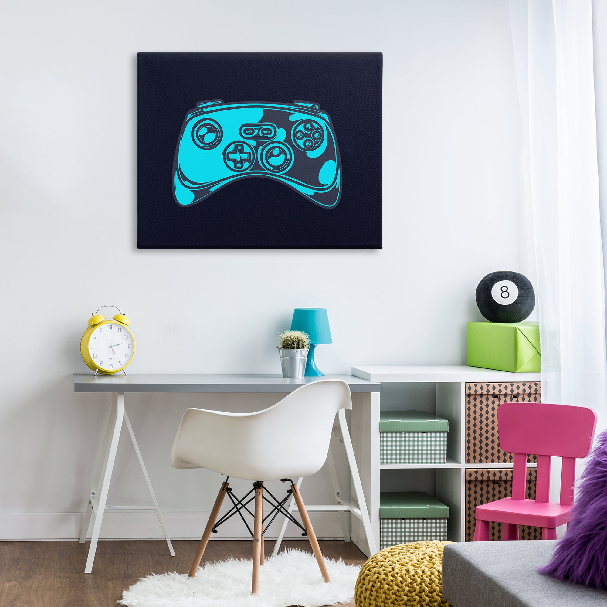 Stupell Industries Gaming Controller on Black Entertainment Painting Wrapped Canvas Art Print Wall Art, 40 x 30