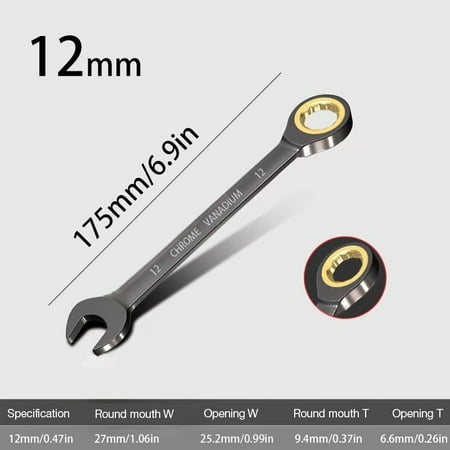 

1pc 6-22mm High Quality Universal Adjustable Wrench Open Ring Combination Wrench Chrome Vanadium Open Ring Combination Wrench Auto Repair Metric Hand Tools High Torque Wrench Tool 72 Teeth Imperial S