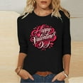 thumbnail image 4 of Craaazy Happy Valentine's Day Women's 3/4 Sleeve Crew Neck Love and Heart Valentines Shirts Gifts, 4 of 5