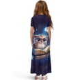 thumbnail image 2 of Uourmeti Girl's Short Sleeve Dress Cute Owl Books Print Round Neck Loose Casual Long Maxi Dress with Pockets Flowy Cute Outfits, Size 11-12 Years, 2 of 7