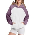 thumbnail image 1 of Timegard Sweatshirts for Women Long Sleeve Hoodies Pullover Fall Color Block Loose Tops with Pockets, 1 of 4