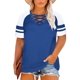 thumbnail image 1 of Camiseta tipo túnica Happy Sailed Summer a rayas con cuello en V para mujer, 1 of 5