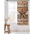 thumbnail image 3 of Sheer Curtains 72 Inches Long, Western Texas Star Retro Semi Sheer Curtains Light Filtering Window Treatment, Vintage Farmhouse Berry Brown Wood Privacy Voile Drapes for Living Room 52x72 Inch, 3 of 7