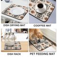 thumbnail image 4 of Washable Rubber Boho Floral Retro Dish Drying Mats for Kitchen Counter Home Large Coffee Bar Pad Accessories and Decor for Utensils Stemware 16''x18'', 4 of 7