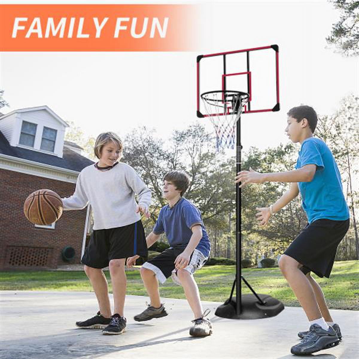imerelez Kids Basketball Hoop Outdoor 7.5ft - 9.2ft Adjustable, Portable Basketball Hoops & Goals for Kids/Teenagers/Youth in Backyard/Driveway/Indoor, with Enlarged Base and PC Backboard