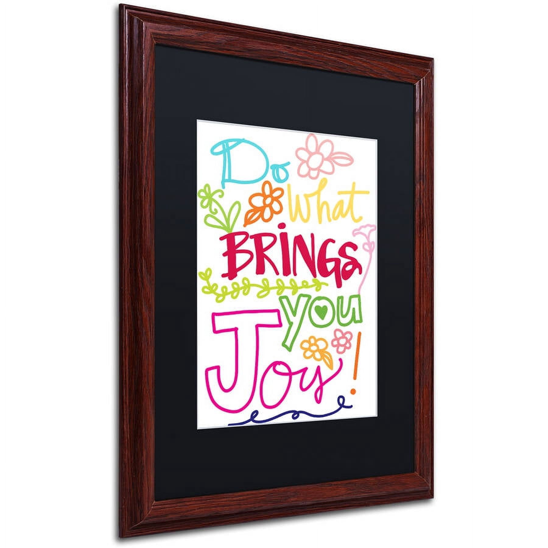 Trademark Fine Art "Find Joy" Canvas Art by Elizabeth Caldwell, Black Matte, Wood Frame