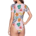 thumbnail image 4 of The Xecao Tropical Plants Women's Crew Neck Body Suit, a short-sleeved bodysuit and basic swimsuit, both comfort and style for dating and daily life, 4 of 9